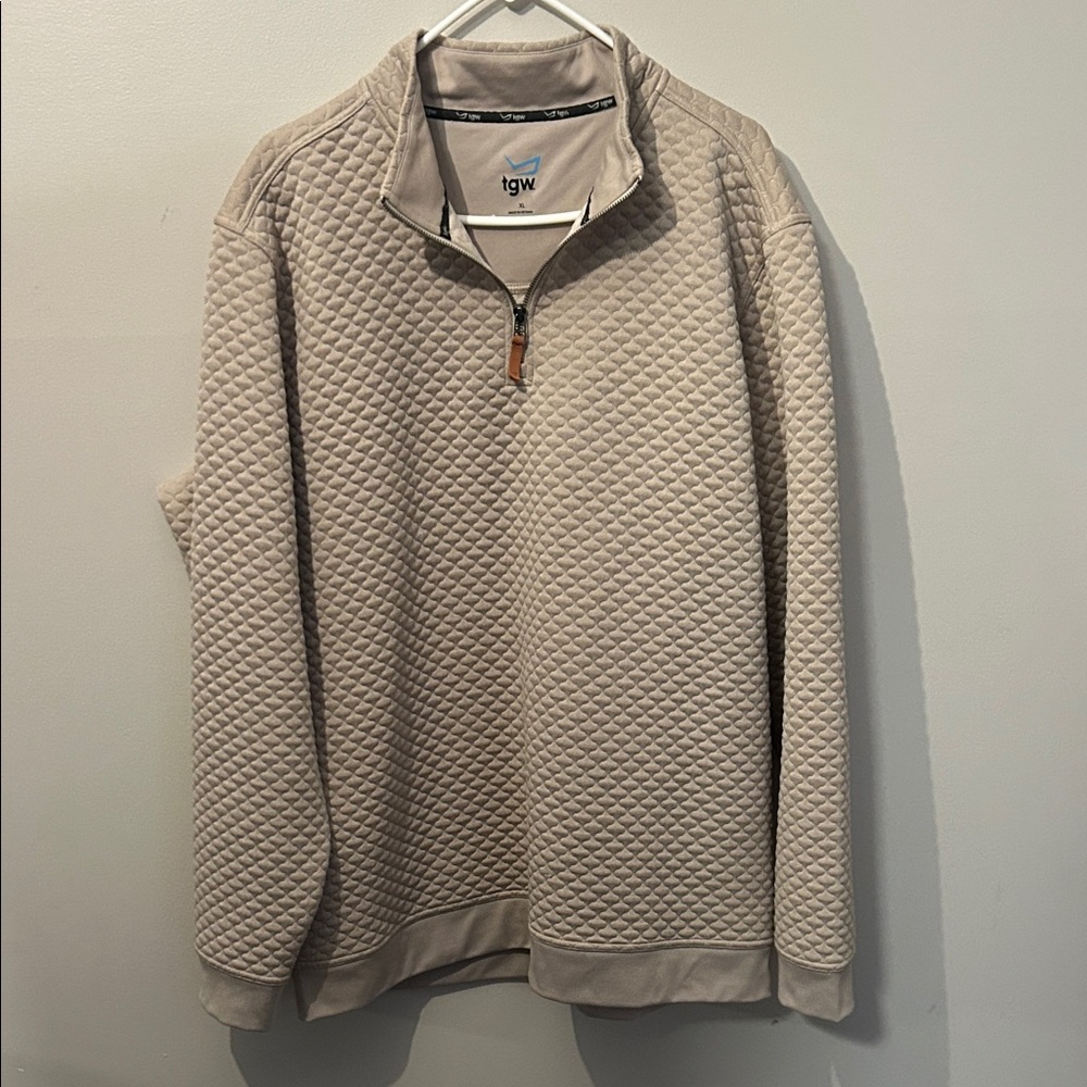 Men's XL Quilted Tan 3/4 Pullover